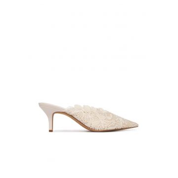 Pantofi dama -  stiletto - bej - material textil