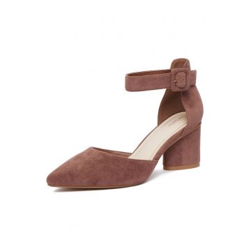 Pantofi dama -  textil - toc clasic - rosu