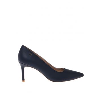Pantofi de piele cu varf ascutit - Albastru