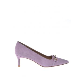 Pantofi de piele intoarsa cu detaliu metalic - Lila