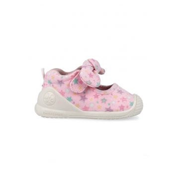 Pantofi din material textil cu imprimeu stele - Albastru pastel/Roz pastel/Bej deschis