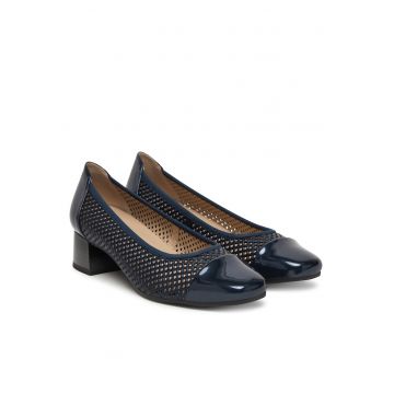 Pantofi  din piele naturala pentru femei - Bleumarin