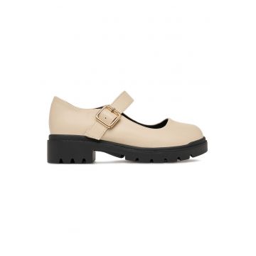 Pantofi fete -  bej - material sintetic - talpa groasa