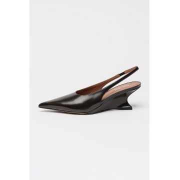 Pantofi sligback de piele Nina - Maro inchis