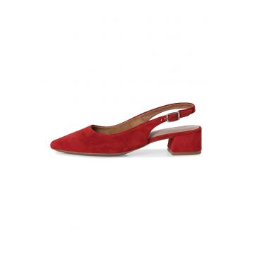 Pantofi slingback cu toc masiv - Rosu inchis
