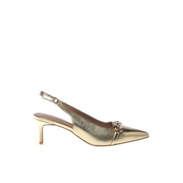 Pantofi slingback de piele - Auriu platinat