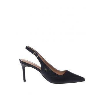 Pantofi slingback de piele cu varf ascutit