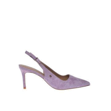 Pantofi slingback de piele intoarsa cu varf ascutit - Lila