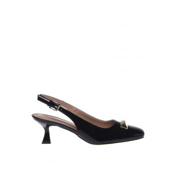 Pantofi slingback de piele - Negru