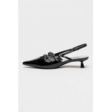 Pantofi slingback din piele lacuita - Negru