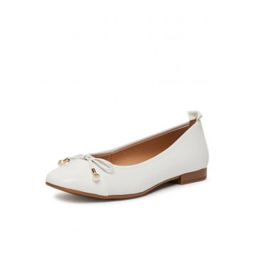 Balerini dama -  piele naturala - alb - elegant - confortabil