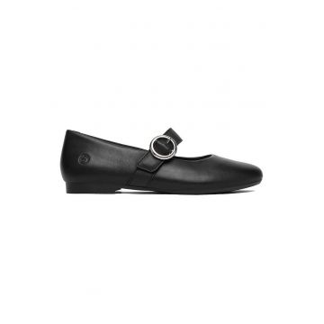 Balerini dama -  piele naturala - negru - catarama eleganta