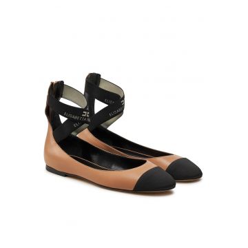Balerini dama -  piele naturala - negru/maro - Bej