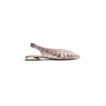 Balerini de piele cu design impletit - Auriu platinat