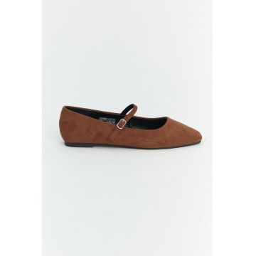 Balerini Mary Jane cu varf patrat - Caramel