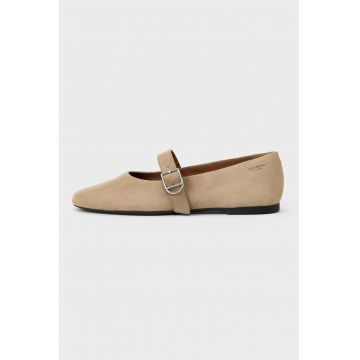 Balerini Mary Jane de piele intoarsa Jolin - Maro camel
