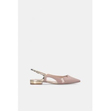 Balerini slingback cu aspect lacuit - Auriu/Roz