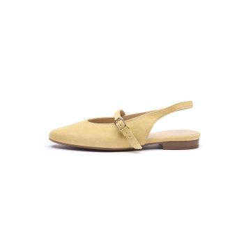 Balerini slingback de piele intoarsa Salma - Galben