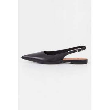 Balerini slingback din piele cu varf ascutit Hermine - Negru