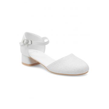 Pantofi copii -  balerini - alb - textil -
