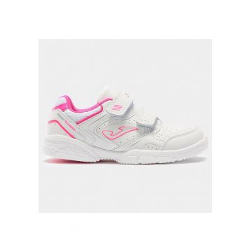 Pantofi copii  model zilnic - piele si micro PU - alb si fuchsia - talpa rezistenta