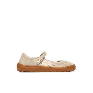Pantofi copii -  piele naturala - auriu - sistem inchidere Velcro