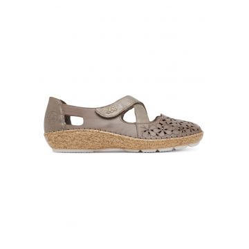 Pantofi dama -  piele naturala - bej - inchidere velcro