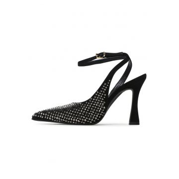 Pantofi dama -  Piele naturala - Negru/Argintiu -