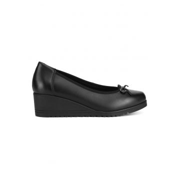 Pantofi dama -  piele naturala - negru - platforma - confort -