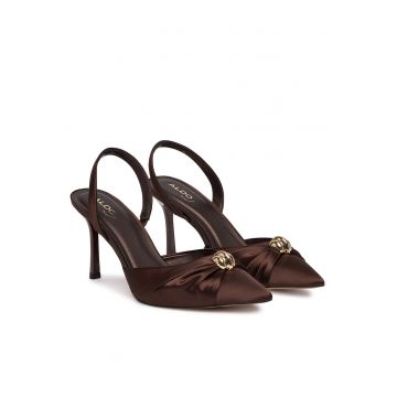 Pantofi dama -  stiletto - maro - textil