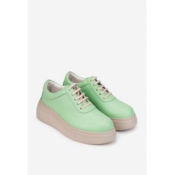 Pantofi dama verzi din piele texturatadwqfwq - Verde deschis