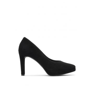 Pantofi de piele cu varf migdalat Anett - Negru