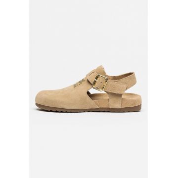 Pantofi de piele intoarsa cu catarama - Bej