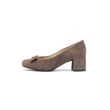 Pantofi de piele intoarsa cu varf rotund - Maro taupe