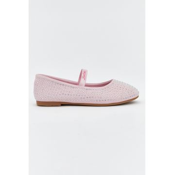 Pantofi din material textil cu strasuri - Roz deschis/Argintiu
