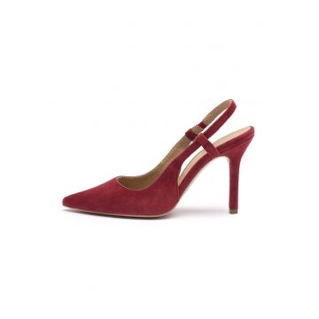 Pantofi slingback de piele intoarsa Linsey - Visiniu