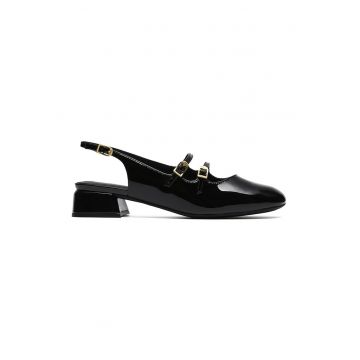 Pantofi slingback Mary Jane de piele lacuita Daiss - Negru