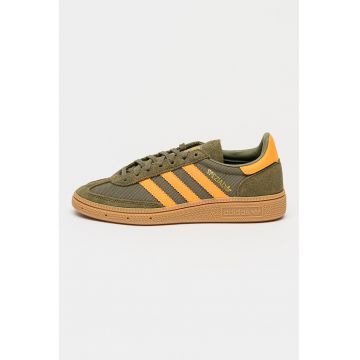 Pantofi Spezial din piele intoarsa cu insertii din plasa pentru handbal - Portocaliu mandarina/Caramel/Verde feriga