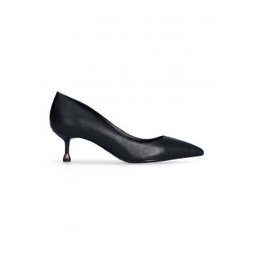 Pantofi uni de piele cu varf ascutit - Negru