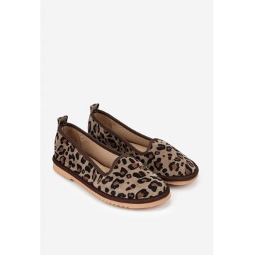 Balerini dama din piele naturala animal print