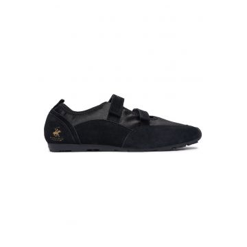 Balerini dama -  piele naturala - negru - sistem inchidere Velcro