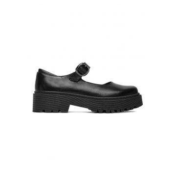 Balerini dama -  piele naturala - negru - talpa groasa - tehnologie Memory Foam