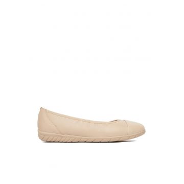 Balerini  dama - piele naturala - varf rotund - Bej