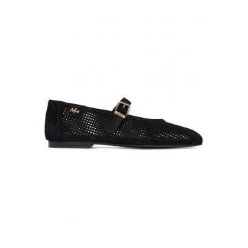 Balerini Dama  varf rotund - piele naturala - Negru