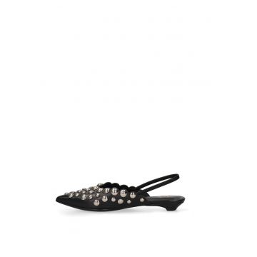 Balerini de piele cu nituri Nyxara Plus - Negru