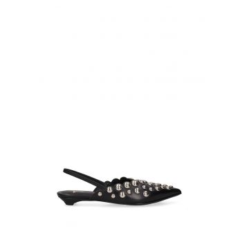 Balerini de piele cu nituri Nyxara Plus - Negru