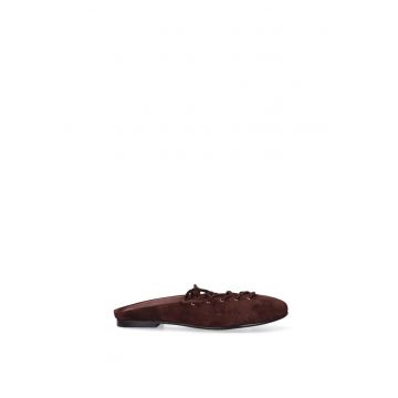 Balerini de piele intoarsa cu siret Eridana Chic - Maro