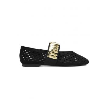 Balerini  negru - textil - varf rotund