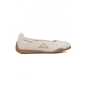 Balerini  pentru fete - bej - piele intoarsa si material textil - stil casual