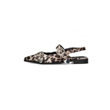 Balerini slingback cu animal print si varf ascutit Julia